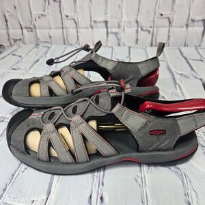 Keen Whisper Waterproof‎ Sandals Mens 11.5 Grey Red Hiking Water Shoes 1126-GYJR